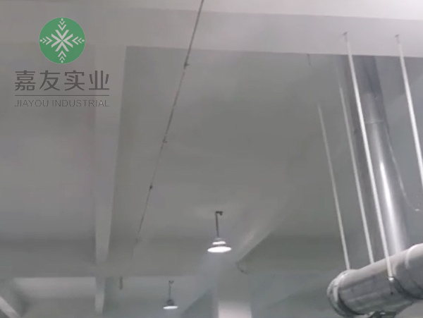 杭州极悦为聚优非织造材料纺织车间安装雾化加湿系统