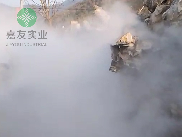 杭州极悦为天台兆杰假山造雾项目安装雾森系统案例
